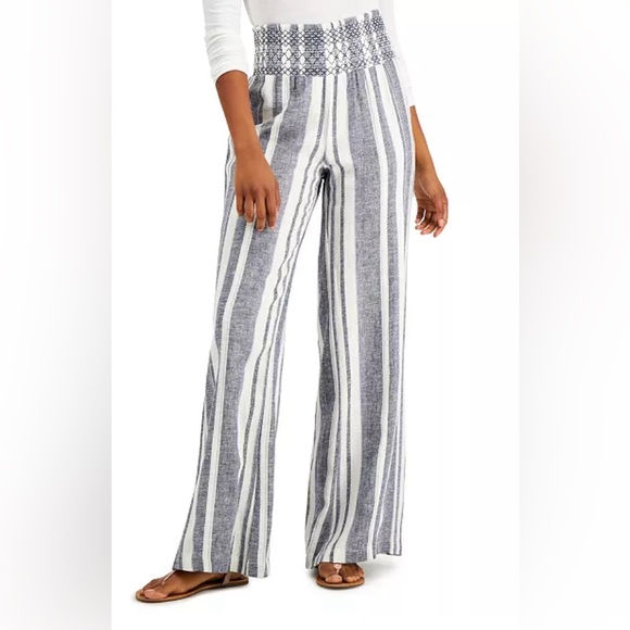 Indigo Rein Pants - Womens striped smocked-waist soft pants. Size Extra Large